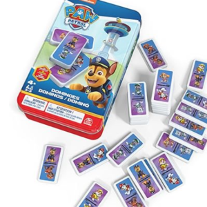 Paw Patrol - Pat Patrouille - Boîte Métal Dominos - Jeu de Société - 28 Dominos Héros Chiots